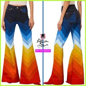 Alice + Olivia x Bronco Multicolored SB Wide Leg Bell Jeans